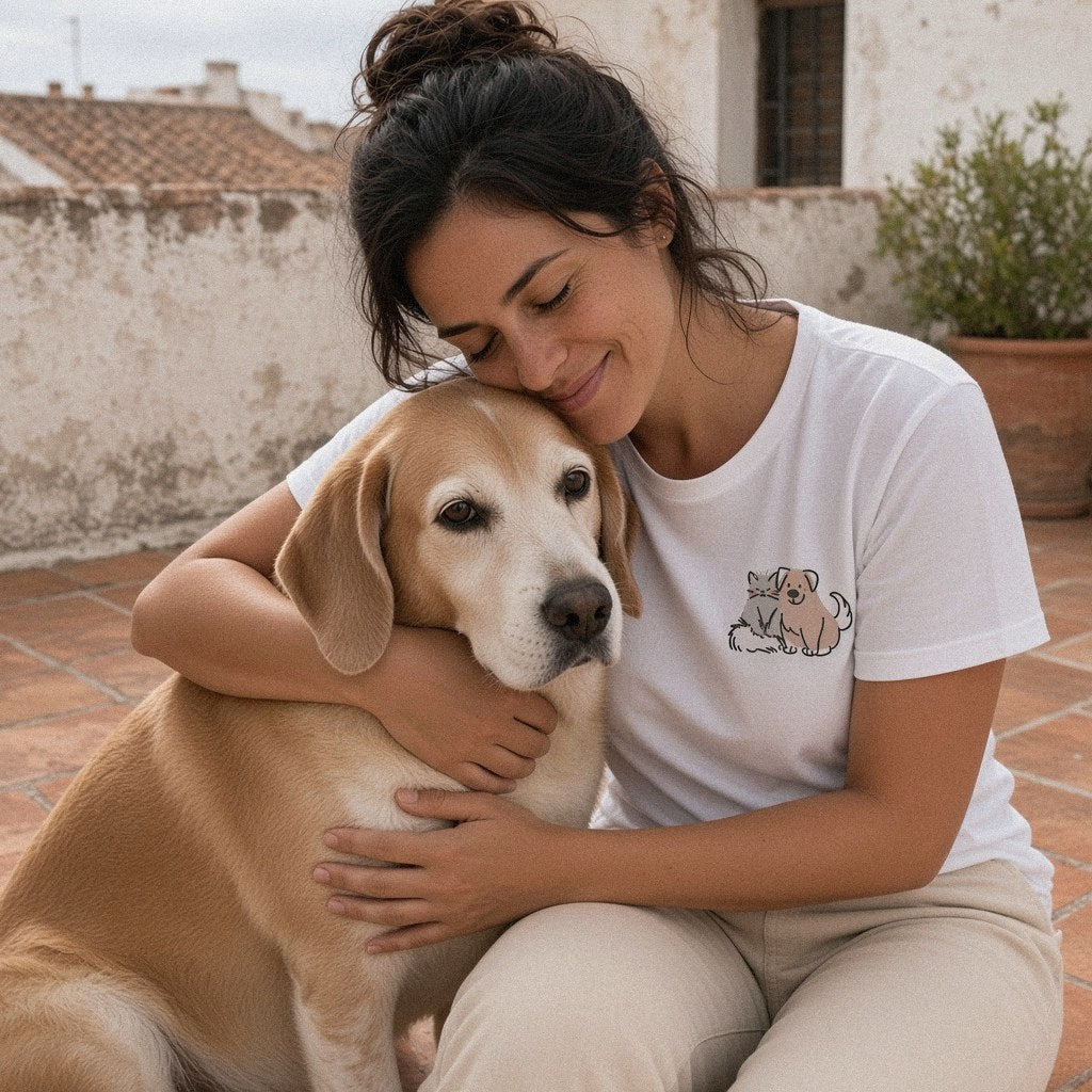 Camiseta Silver Paw con su mascota mayor