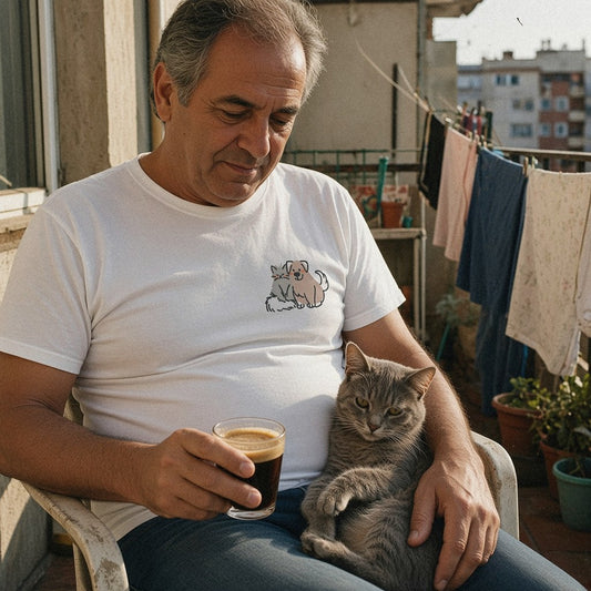 Camiseta Silver Paw con su mascota mayor