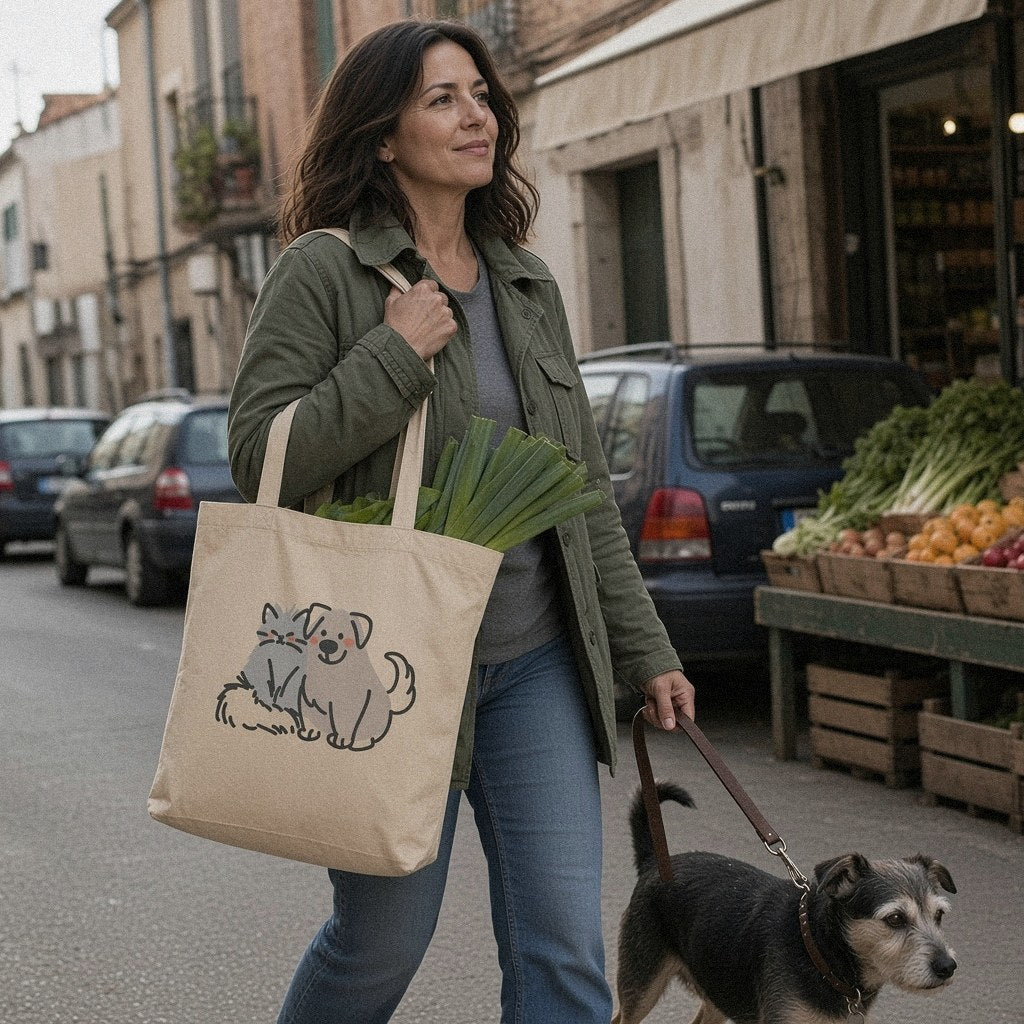 Tote bag Silver Paw con su mascota mayor