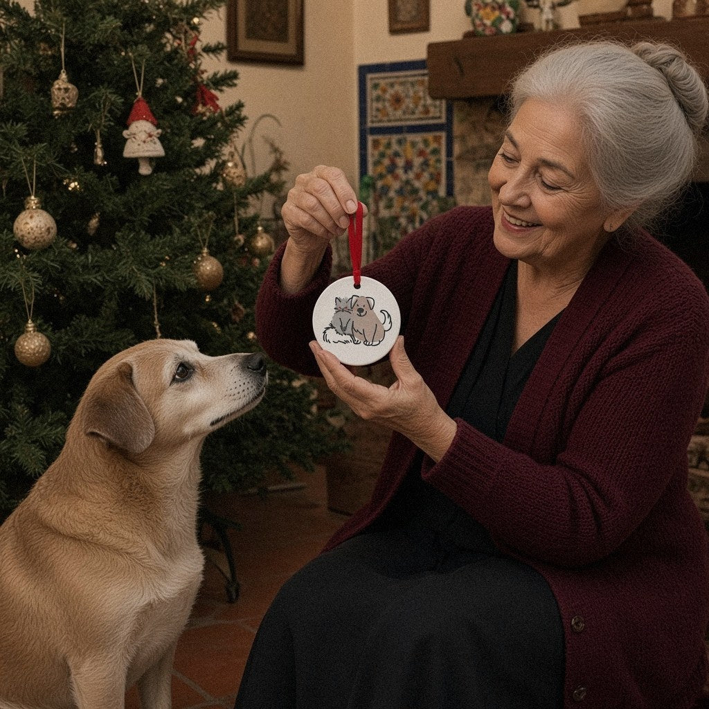 Adorno Silver Paw con su mascota mayor