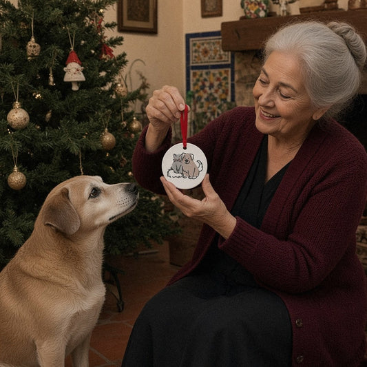 Adorno Silver Paw con su mascota mayor