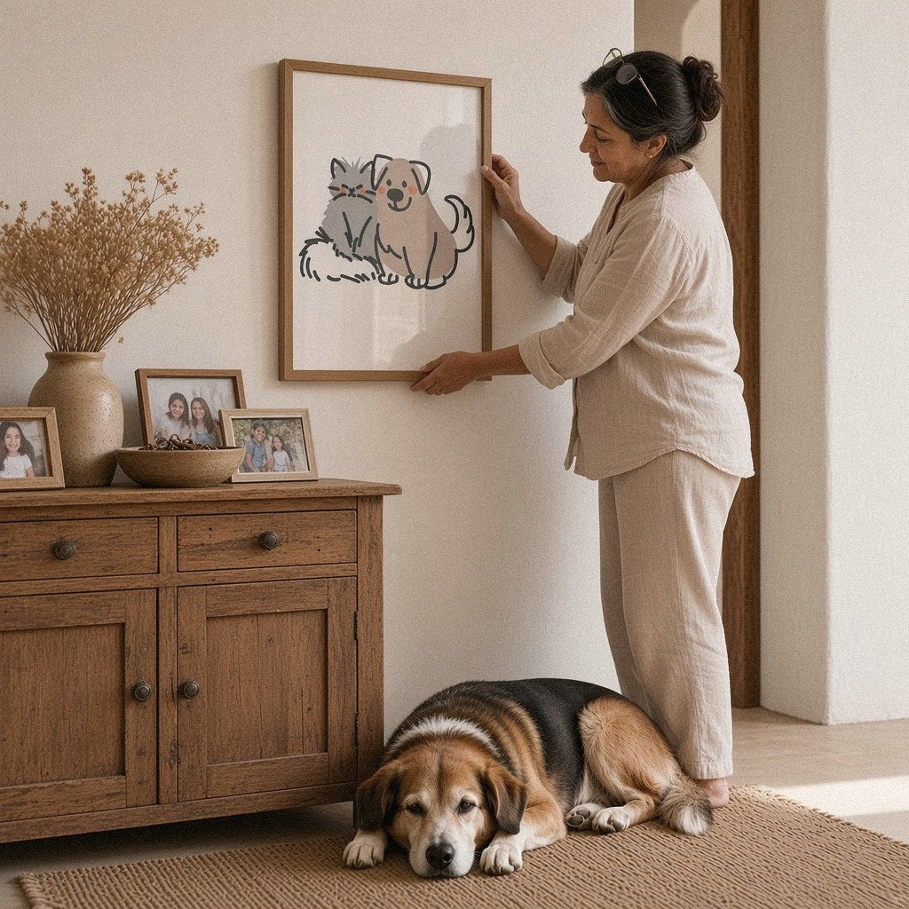 Lámina Silver Paw con su mascota mayor