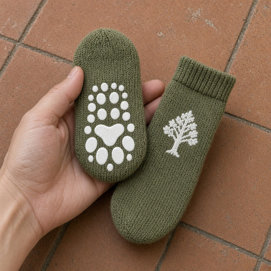 Suela de los calcetines antideslizantes con agarre de huella en la parte inferior
